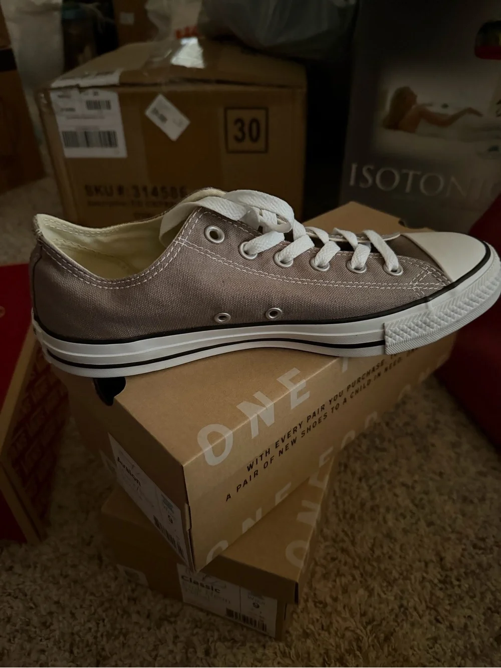 Converse Low-Top Canvas Sneakers - Taupe and White - Picture 2 of 3